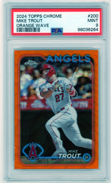 2024 Topps Chrome #200 Mike Trout Orange Wave Refractor PSA 9 MINT!