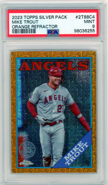 2023 Topps Silver Pack #2T88C4 Mike Trout Orange Refractor PSA 9 MINT!