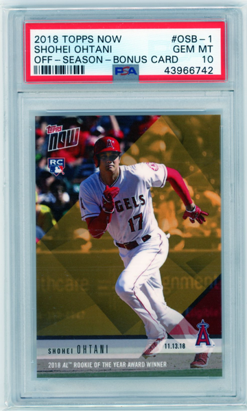 2018 Topps Now #OSB-1 Shohei Ohtani Off-Season-Bonus Card PSA 10 GEM MINT!