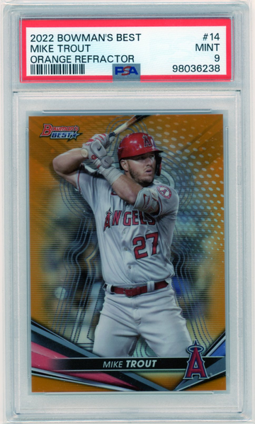 2022 Bowman's Best #14 Mike Trout Orange Refractor PSA 9 MINT!