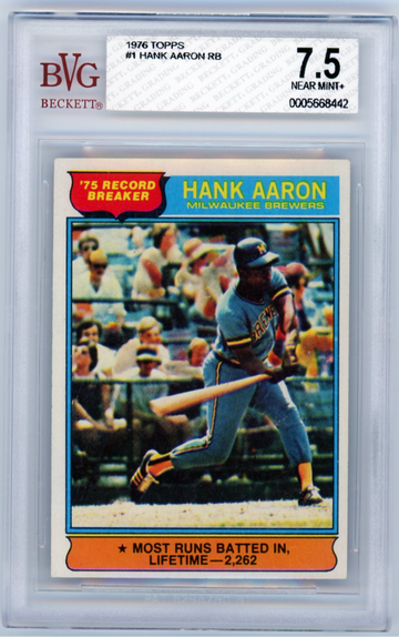 1976 Topps #1 Hank Aaron RB BVG 7.5 Near Mint+!