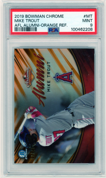 2019 Bowman Chrome #MT Mike Trout AFL Alumni-Orange Refractor PSA 9 MINT!