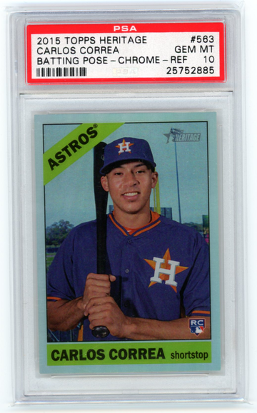 2015 Topps Heritage #563 Carlos Correa Batting Pose-Chrome-Refractor PSA 10 GEM MINT!