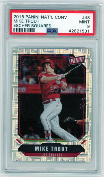 2018 Panini Nat'l Conv. #48 Mike Trout Escher Squares PSA 9 MINT!