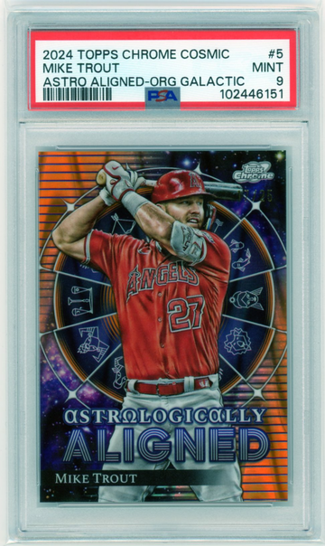 2024 Topps Chrome Cosmic #5 Mike Trout Astro Aligned-Orange Galactic PSA 9 MINT!