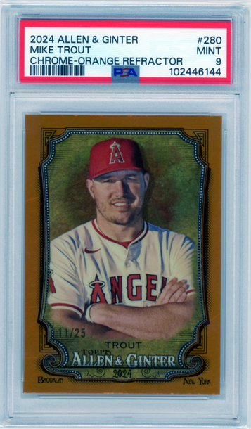 2024 Topps Allen & Ginter #280 Mike Trout Chrome-Orange Refractor PSA 9 MINT!