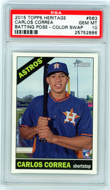 2015 Topps Heritage #563 Carlos Correa Batting Pose-Color Swap PSA 10 GEM MINT!