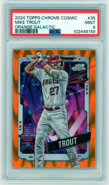 2024 Topps Chrome Cosmic #35 Mike Trout Orange Galactic PSA 9 MINT!