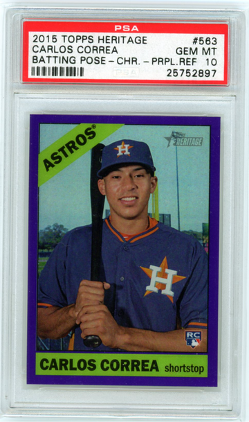2015 Topps Heritage #563 Carlos Correa Batting Pose Chrome Purple Ref.PSA 10 GEM MINT!