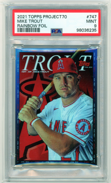 2021 Topps Project70 #747 Mike Trout Rainbow Foil PSA 9 MINT!