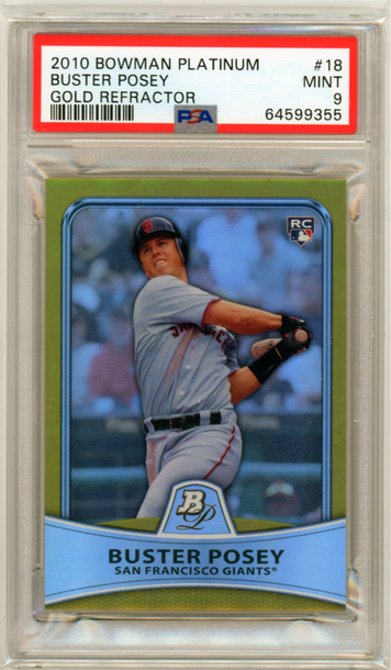 2010 Bowman Platinum #18 Buster Posey Gold Refractor PSA 9 MINT!