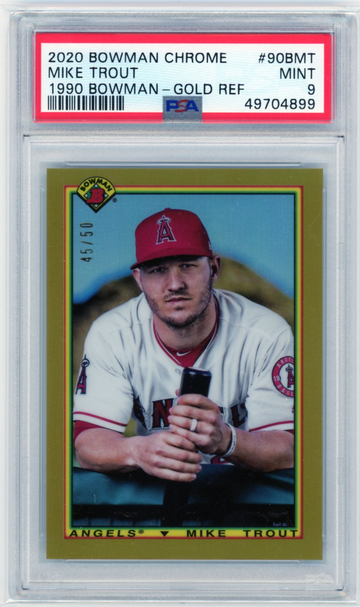 2020 Bowman Chrome #90BMT Mike Trout 1990 Bowman-Gold Refractor PSA 9 MINT!