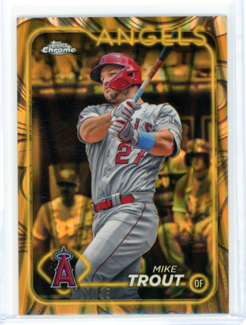 2024 Topps Chrome Guilded #27 Mike Trout Gold Raywave Refractor