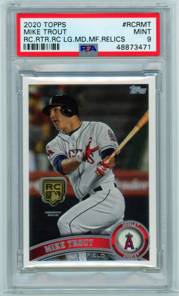 2020 Topps #RCRMT Mike Trout RC.RTR.RC.LG.MD.MF.Relics PSA 9 MINT!