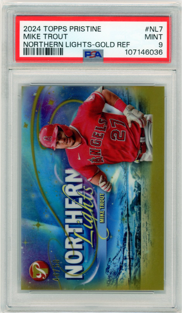 2024 Topps Pristine #NL7 Mike Trout Northern Lights Gold Refractor PSA 9 MINT!