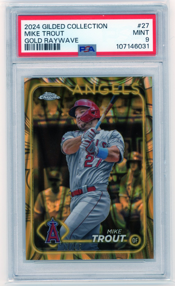 2024 Topps Gilded Collection #27 Mike Trout Gold Raywave PSA 9 MINT!