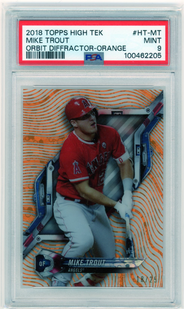 2018 Topps High Tek #HT-MT Mike Trout Orbit Diffractor-Orange PSA 9 MINT!