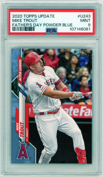 2020 Topps Update #U243 Mike Trout Father's Day Powder Blue PSA 9 MINT!