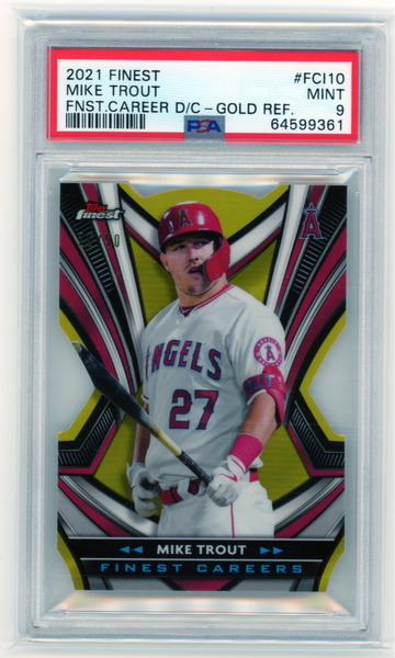 2021 Finest #FCI10 Mike Trout Finest Career D/C- Gold Refractor PSA 9 MINT!