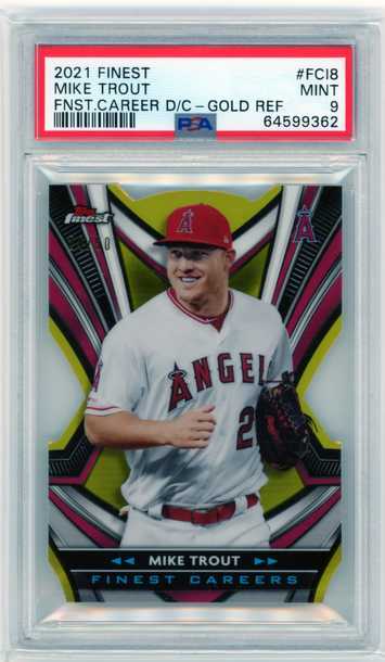2021 Finest #FCI8 Mike Trout Finest Career D/C-Gold Refractor PSA 9 MINT!