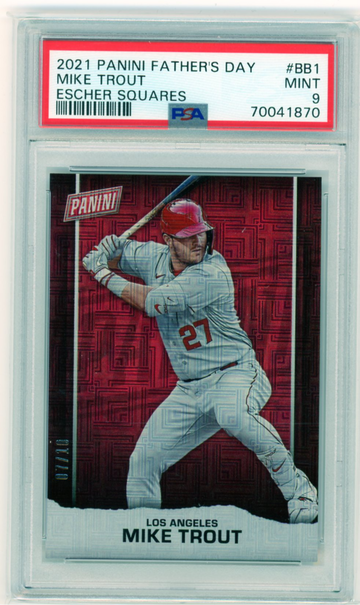 2021 Panini Father's Day #BB1 Mike Trout Escher Squares PSA 9 MINT!