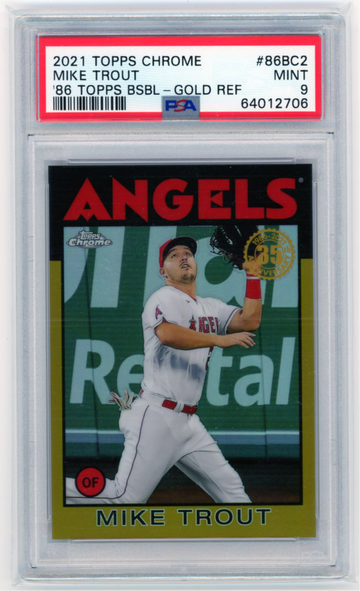 2021 Topps Chrome #86BC2 Mike Trout '86 Topps Baseball-Gold Refractor PSA 9 MINT!