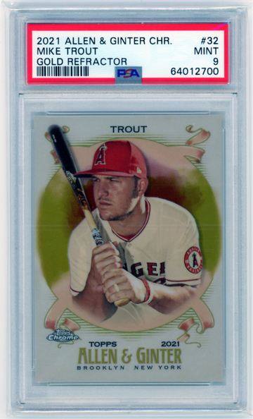 2021 Allen & Ginter Chrome #32 Mike Trout Gold Refractor PSA 9 MINT!