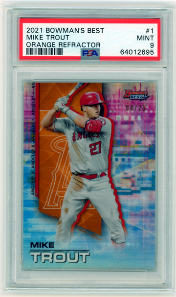 2021 Bowman's Best #1 Mike Trout Orange Refractor PSA 9 MINT!