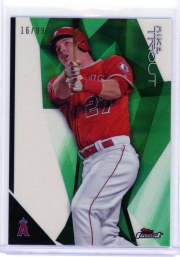 2015 Topps Finest #68 Mike Trout Green Refractor