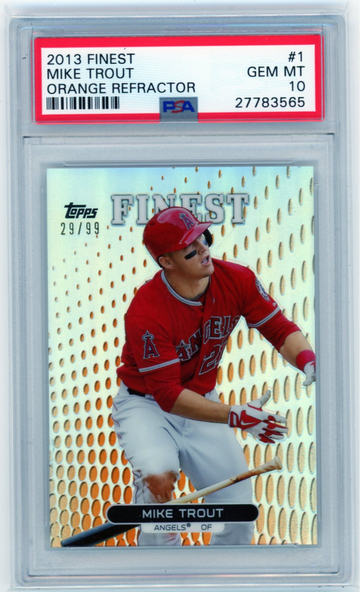2013 Finest #1 Mike Trout Orange Refractor PSA 10 GEM MINT!
