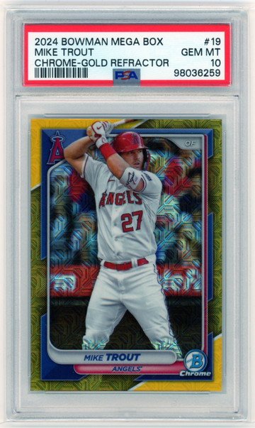 2024 Bowman Mega Box #19 Mike Trout Chrome-Gold Refractor PSA 10 GEM MINT!