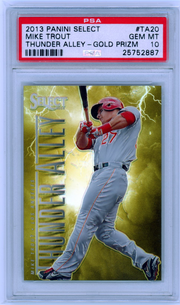 2013 Panini Select #TA20 Mike Trout Thunder Alley-Gold Prizm PSA 10 GEM MINT!
