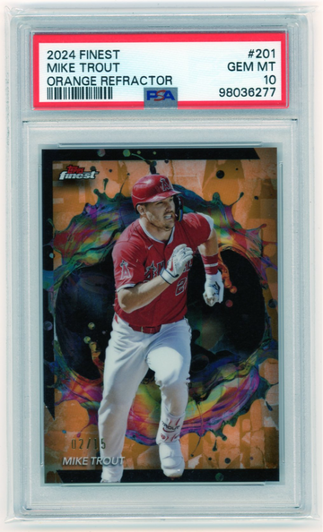 2024 Finest #201 Mike Trout Orange Refractor PSA 10 GEM MINT!