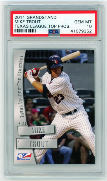 2011 Grandstand No Number Mike Trout Texas League Top Prospects PSA 10 GEM MINT!
