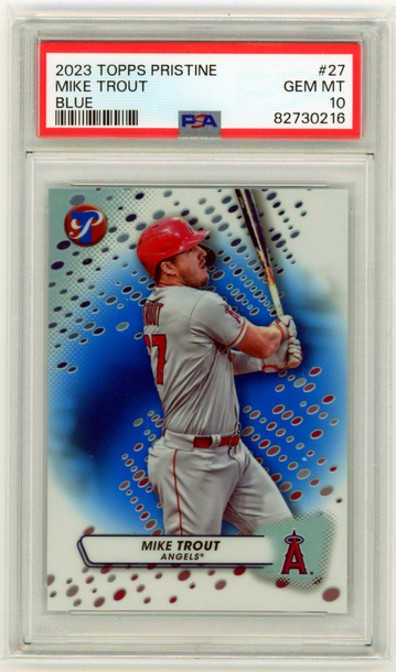 2023 Topps Pristine #27 Mike Trout Blue Refractor PSA 10 GEM MINT!