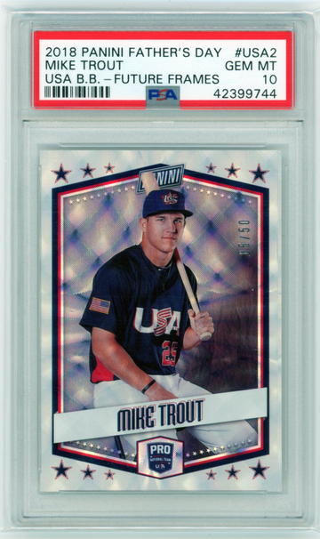 2018 Panini Father's Day #USA2 Mike Trout USA Baseball-Future Frames PSA 10 GEM MINT!