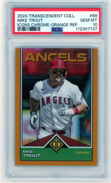 2024 Transcendent Collection #89 Mike Trout Icons Chrome-Orange Refractor PSA 10 GEM MINT!