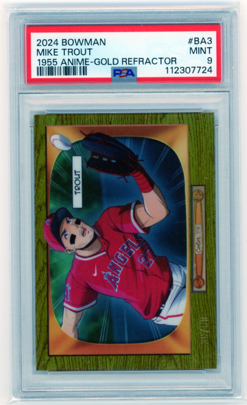 2024 Bowman #BA3 Mike Trout 1955 Anime-Gold Refractor PSA 9 MINT!