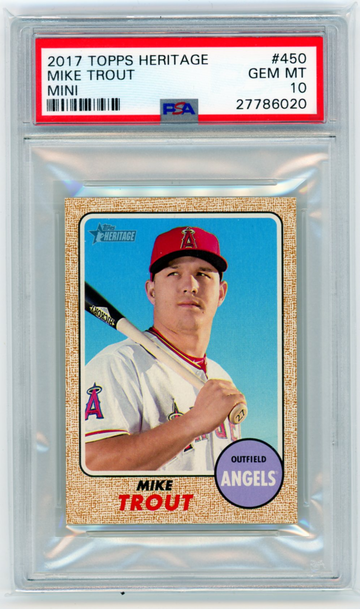 2017 Topps Heritage #450 Mike Trout Mini PSA 10 GEM MINT!