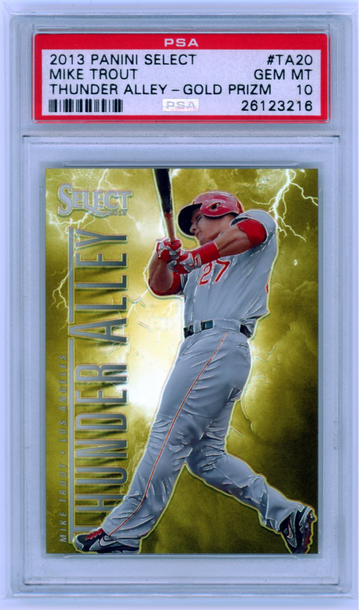 2013 Panini Select #TA20 Mike Trout Thunder Alley-Gold Prizm PSA 10 GEM MINT!