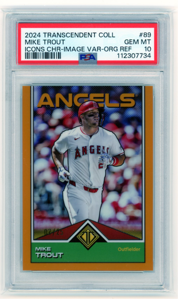 2024 Transcendent Collection #89 Mike Trout Icons Chrome-Image Variation Orange Refractor PSA 10 GEM MINT!
