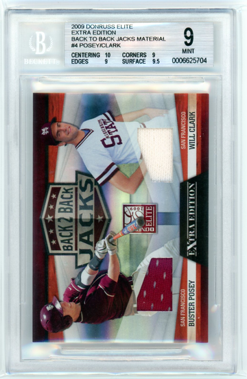 2009 Donruss Elite Extra Edition #4 Back to Back Jacks Materials Posey/Clark BGS 9 MINT!