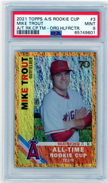 2021 Topps A/S Rookie Cup #3 Mike Trout A/T RK.CP.TM-Orange Holofractor PSA 9 MINT!