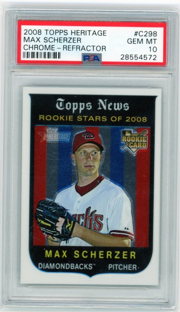 2008 Topps Heritage #C298 Max Scherzer Chrome PSA 10 GEM MINT!