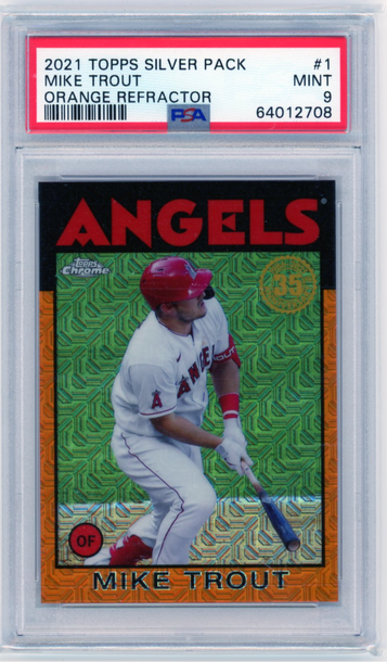 2021 Topps Silver Pack #1 Mike Trout Orange Refractor PSA 9 MINT!
