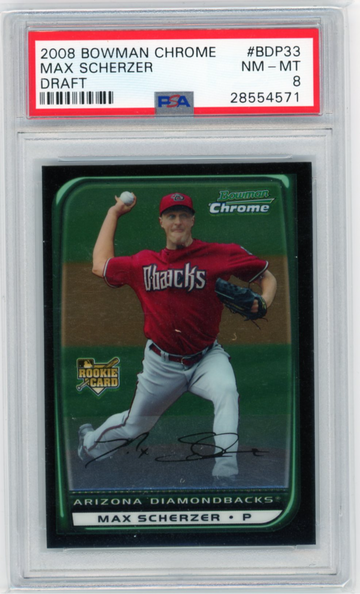 2008 Bowman Chrome Draft #BDP33 Max Scherzer PSA 8 NM-MT!