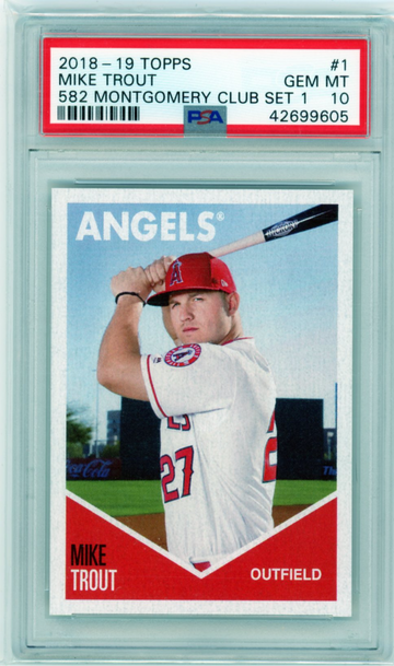 2018-19 Topps #1 Mike Trout 582 Montgomery Club Set 1 PSA 10 GEM MINT!
