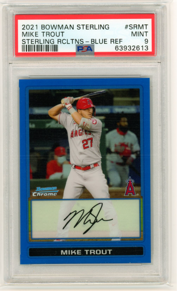 2021 Bowman Sterling #SRMT Mike Trout Sterling RCLTNS-Blue Refractor PSA 9 MINT!