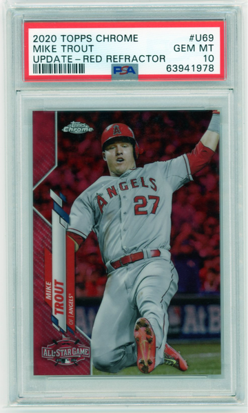 2020 Topps Chrome Update #U69 Mike Trout Red Refractor PSA 10 GEM MINT!