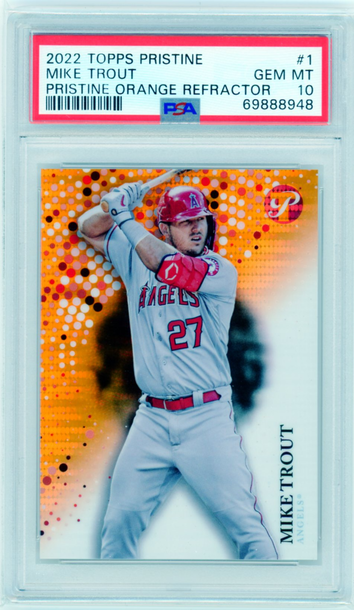 2022 Topps Pristine #1 Mike Trout Pristine Orange Refractor PSA 10 GEM MINT!
